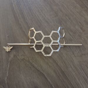 Honeycomb and Bee Gold Hair Pin and Bar NWT
